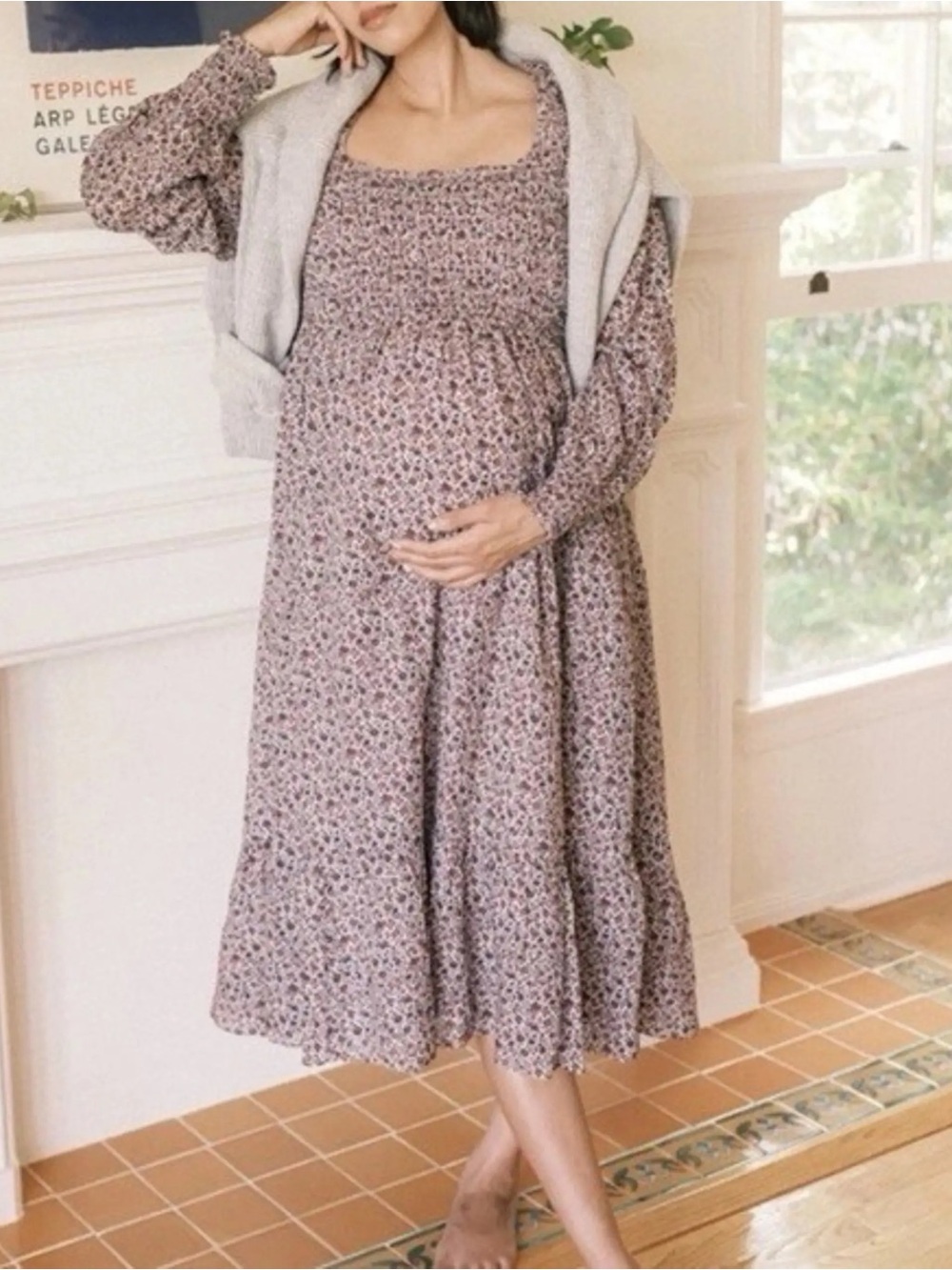 Hatch Pink and Purple Floral Midi Dress